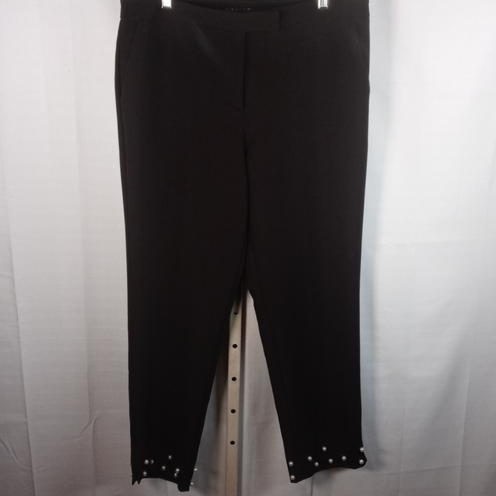 5187 Josh & Arielle black crop pearl trim pants 12